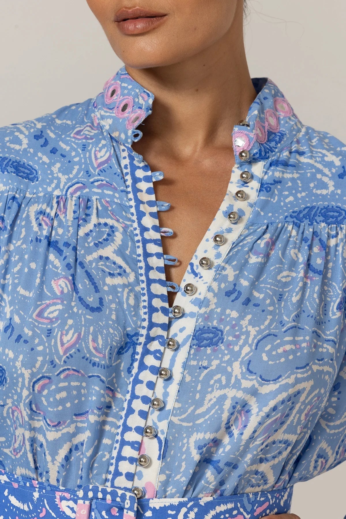 Miss june nessy short dress - blue & pink Dresses Miss June