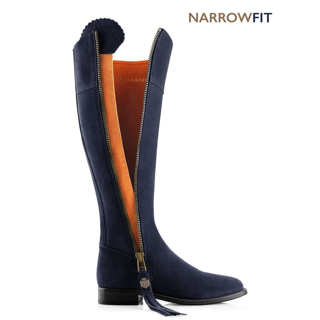 Narrow Fit Regina - Navy Suede Tall Boots FAIRFAX & FAVOR