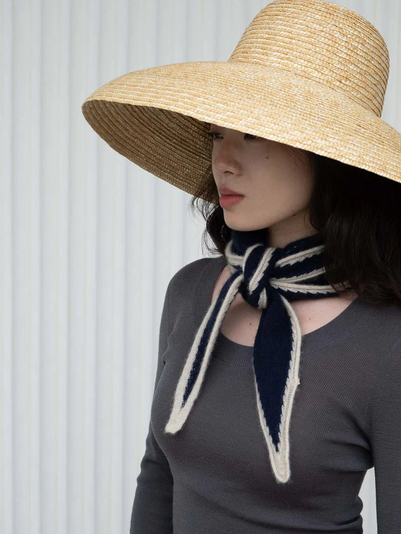Oats & rice austen knitted cashmere scarf - navy Scarves