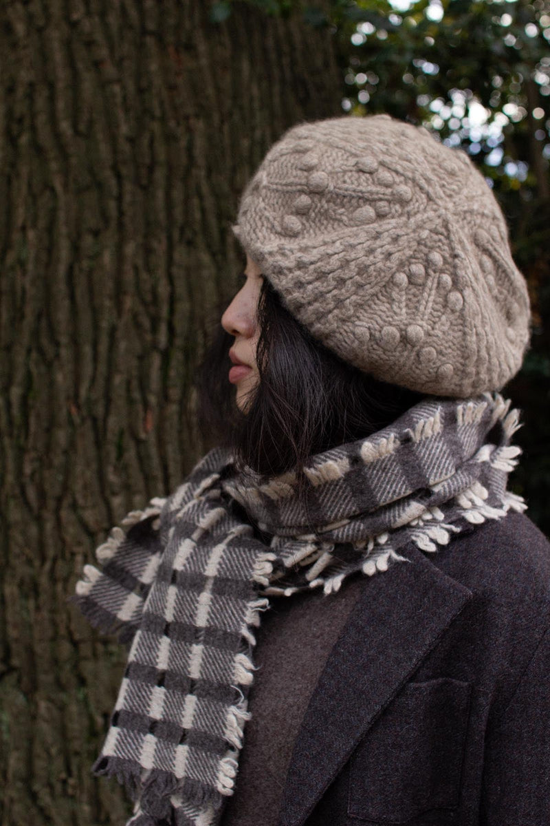 Oats & rice crafted selvedge cashmere scarf - cedar brown