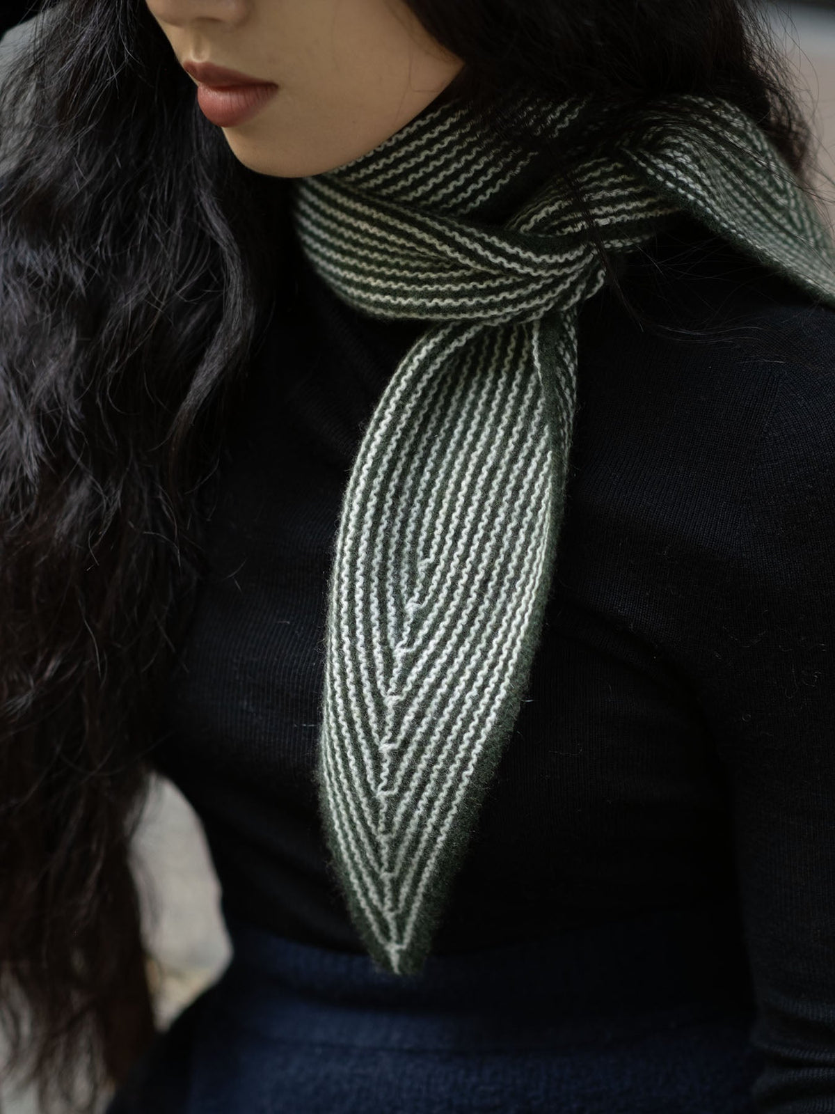 Oats & rice sailor cashmere rib neck scarf Scarves Oats &