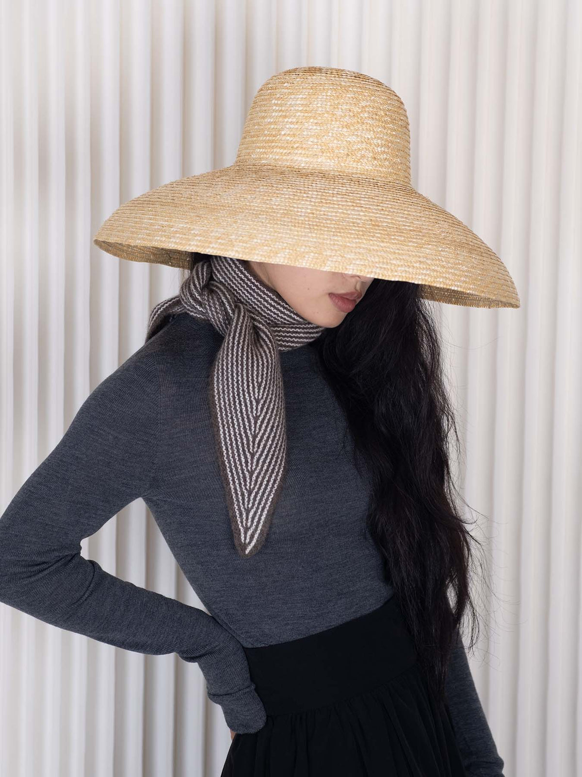 Oats & rice sailor cashmere rib neck scarf Scarves Oats &