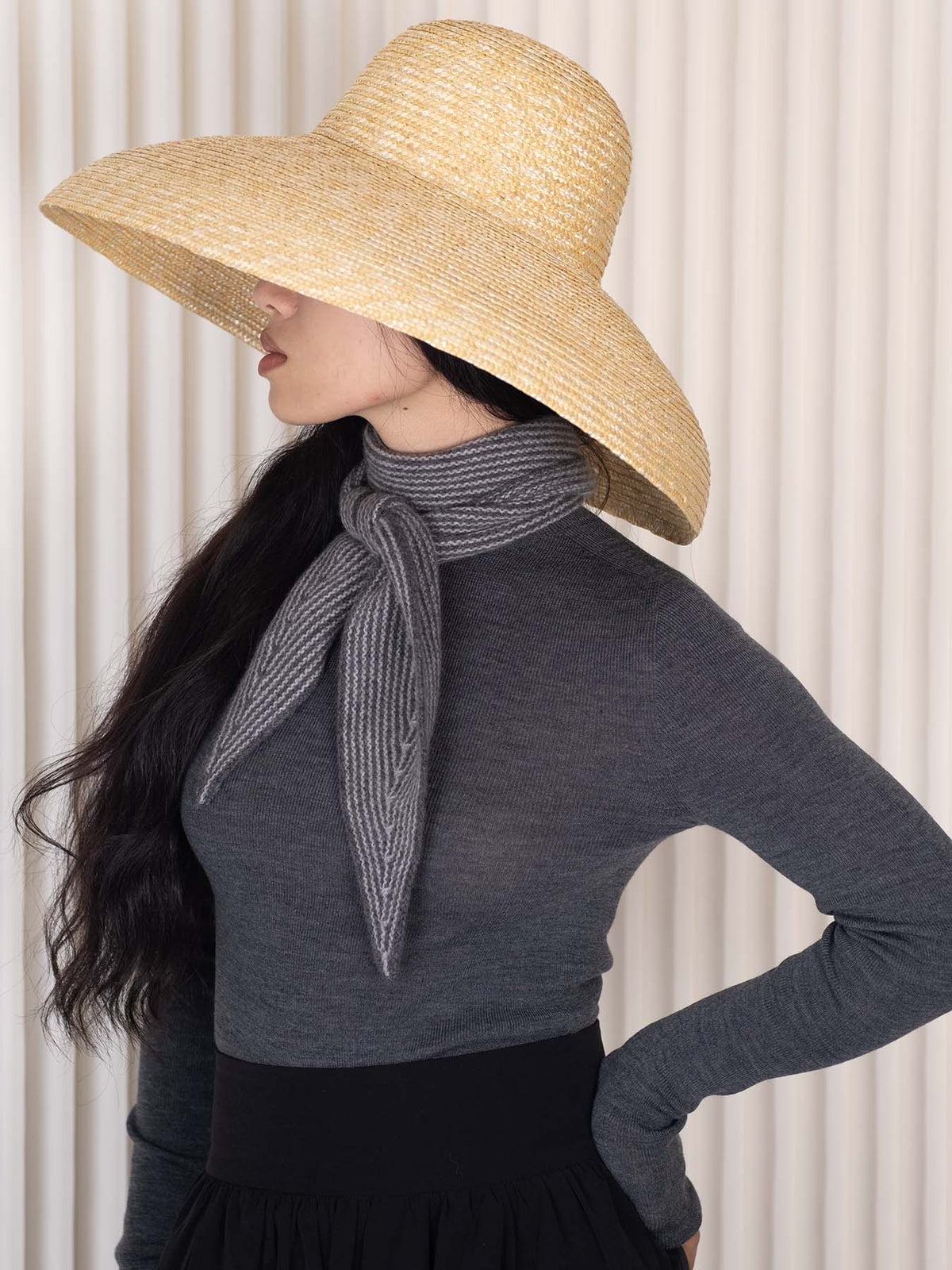 Oats & rice sailor cashmere rib neck scarf Scarves Oats &