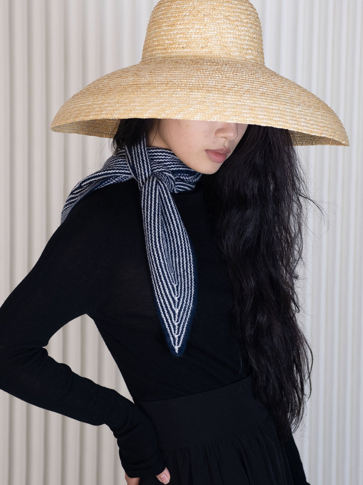 Oats & rice sailor cashmere rib neck scarf Scarves Oats &