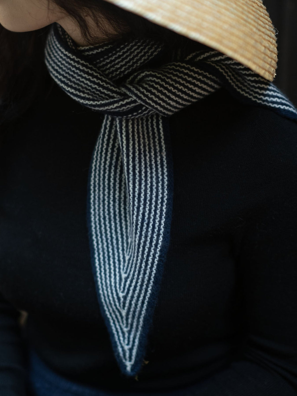 Oats & rice sailor cashmere rib neck scarf Scarves Oats &