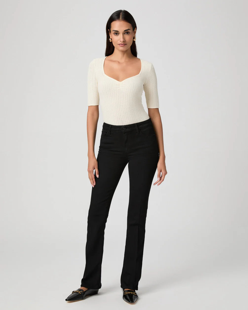 Paige high rise manhattan 32 inch bootcut jean - black