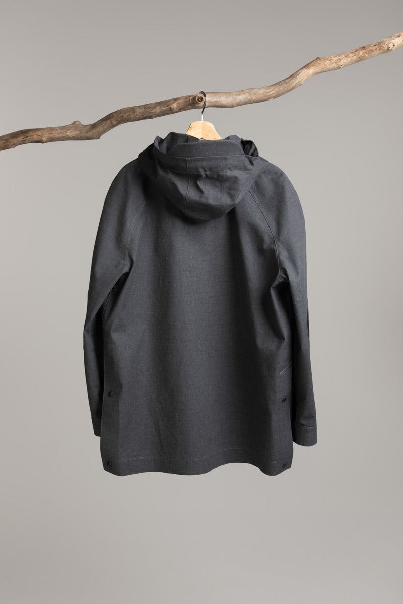 Parka | slate grey / black leather Coat Hancock Archive