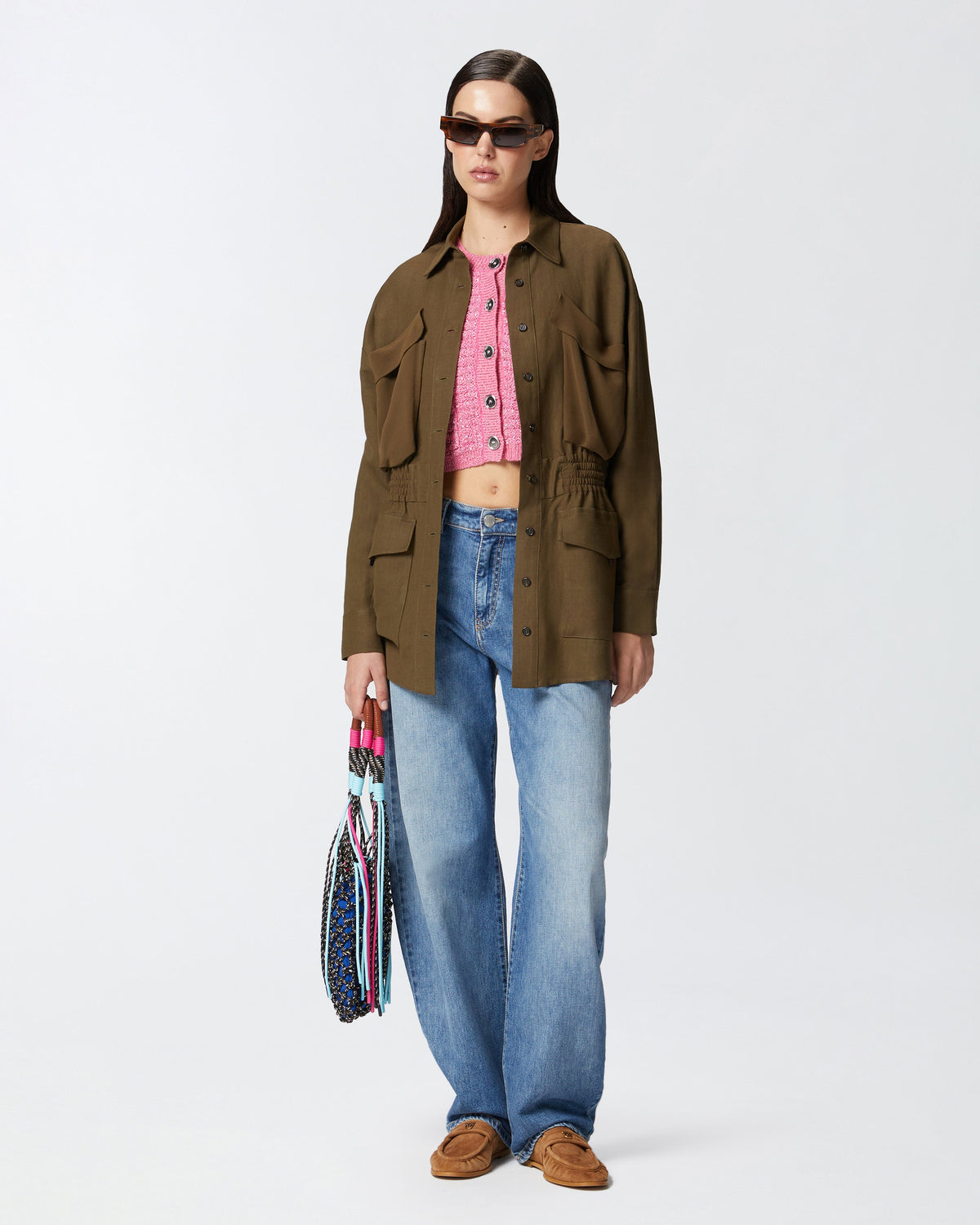 Pinko lightweight shacket with pockets - khaki Jackets Pinko
