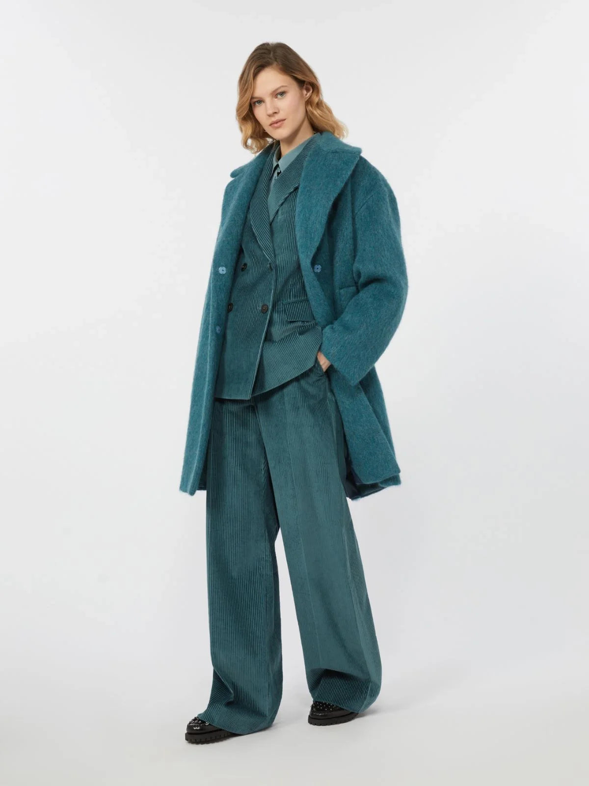 Rada virgin wool blend couture coat- oil Tailored Coats