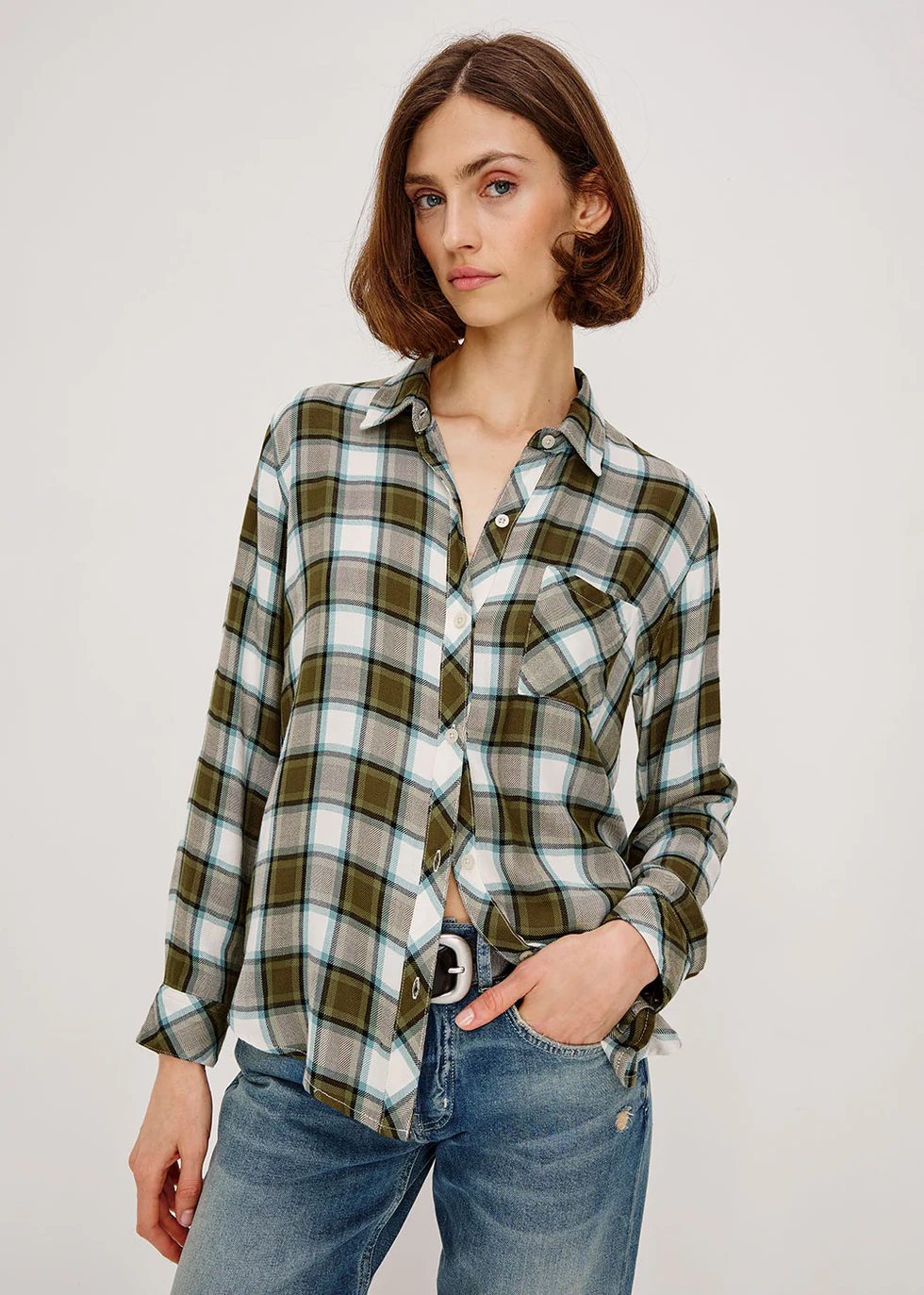 Rails hunter shirt - olive stone blue Shirts Rails