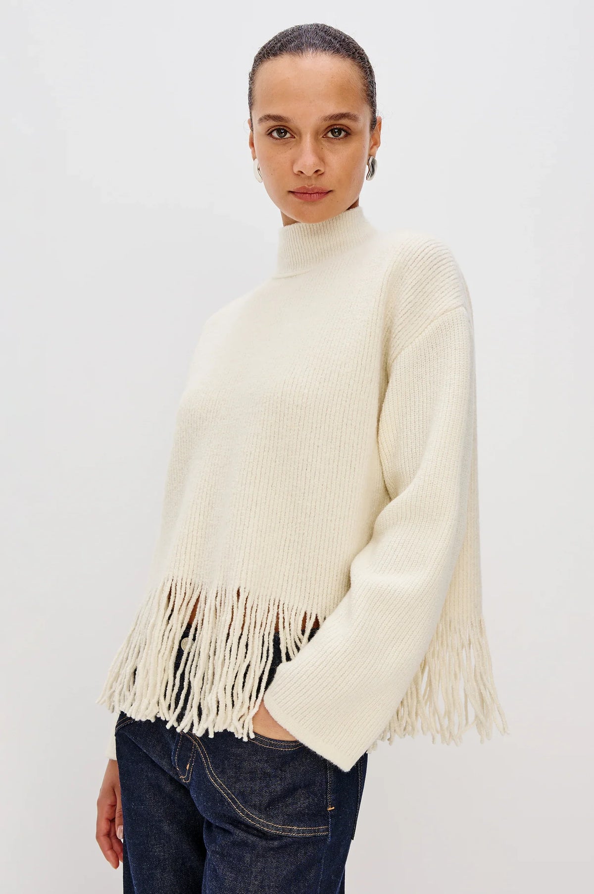 Rails lise wool blend sweater - ivory fringe Sweater Rails