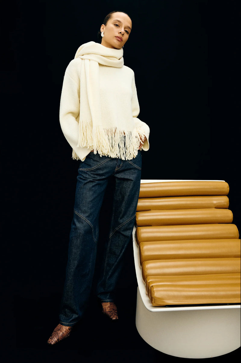 Rails lise wool blend sweater - ivory fringe Sweater Rails