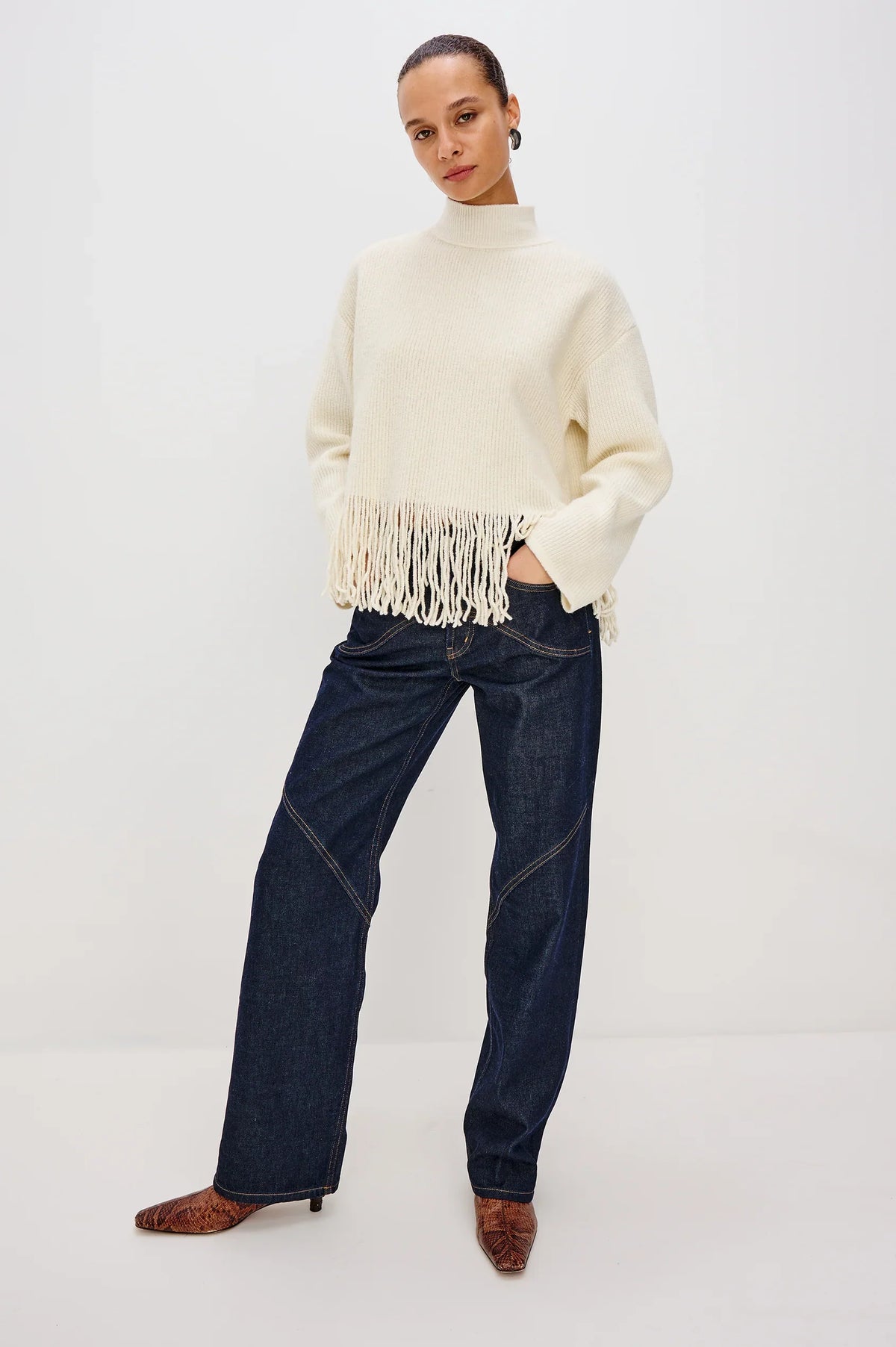 Rails lise wool blend sweater - ivory fringe Sweater Rails