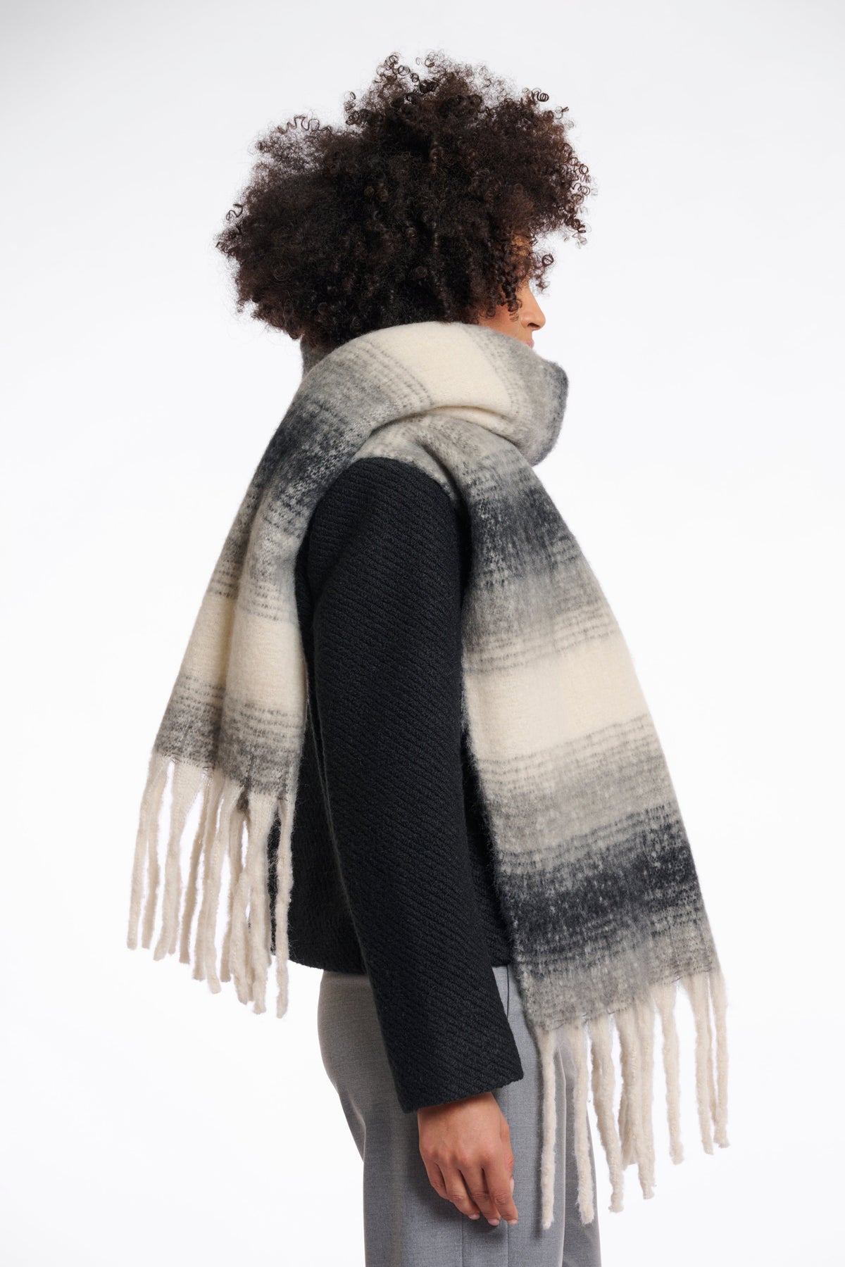 Rino & pelle erica checked scarf - black & white Scarves