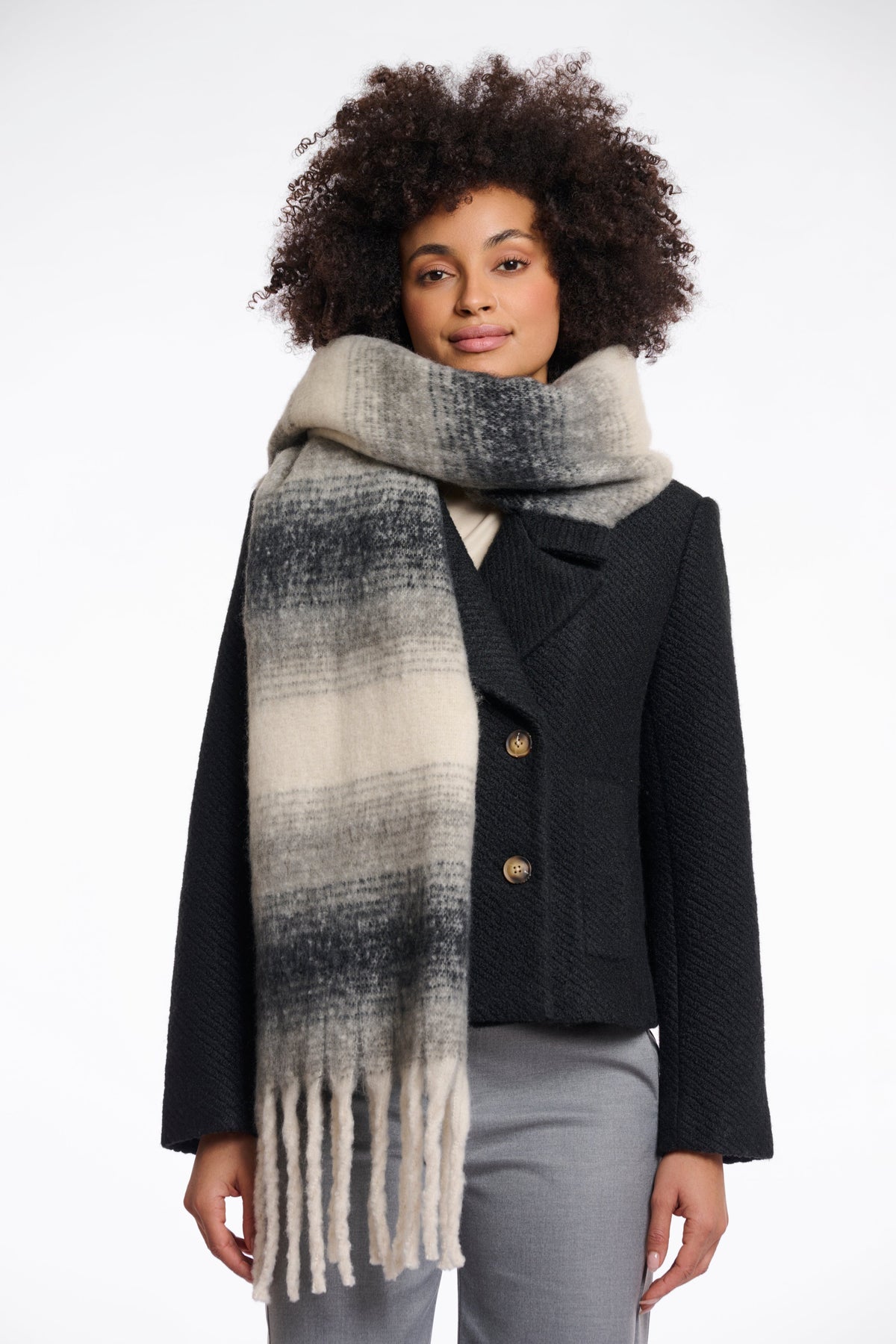Rino & pelle erica checked scarf - black & white Scarves