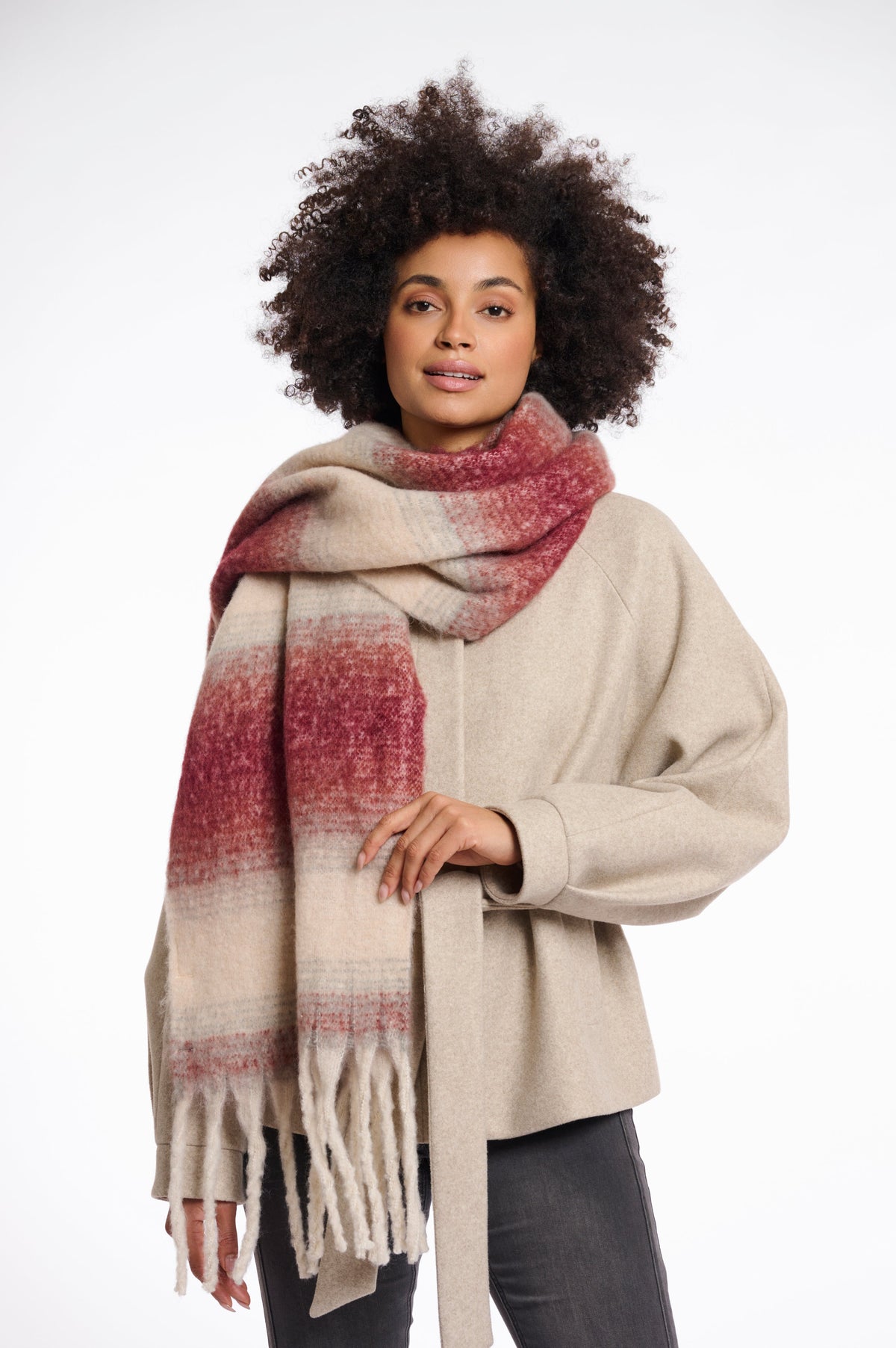 Rino & pelle erica checked scarf - sugar plum birch Scarves