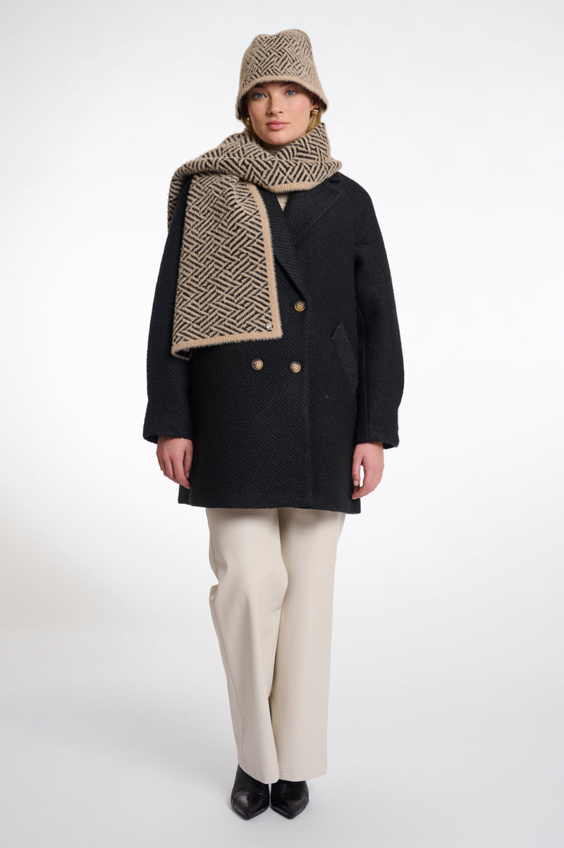 Rino & pelle leah knitted scarf - sand graphic Scarves Rino
