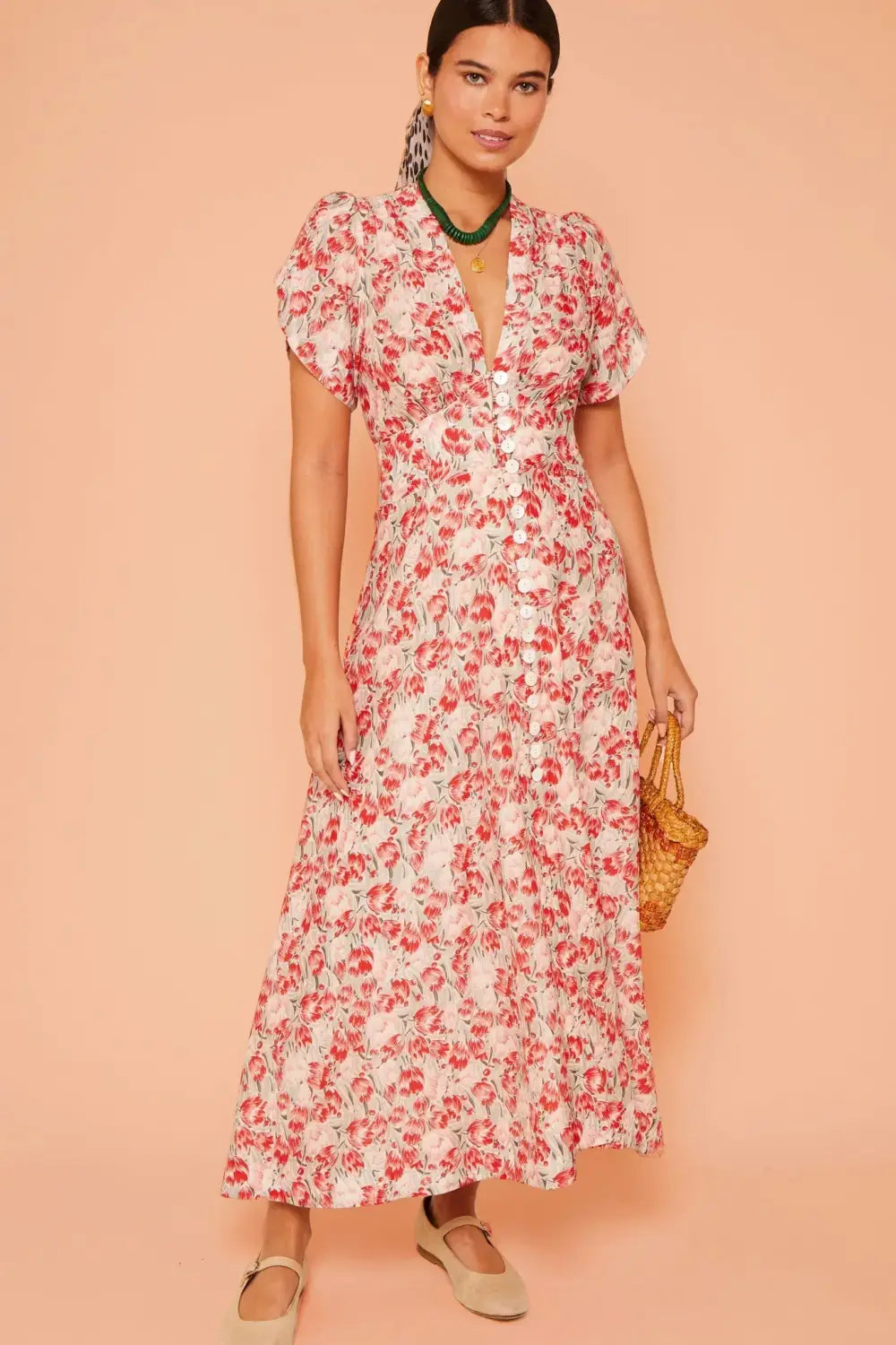 Novara midi dress - tulip fields red Dresses Rixo