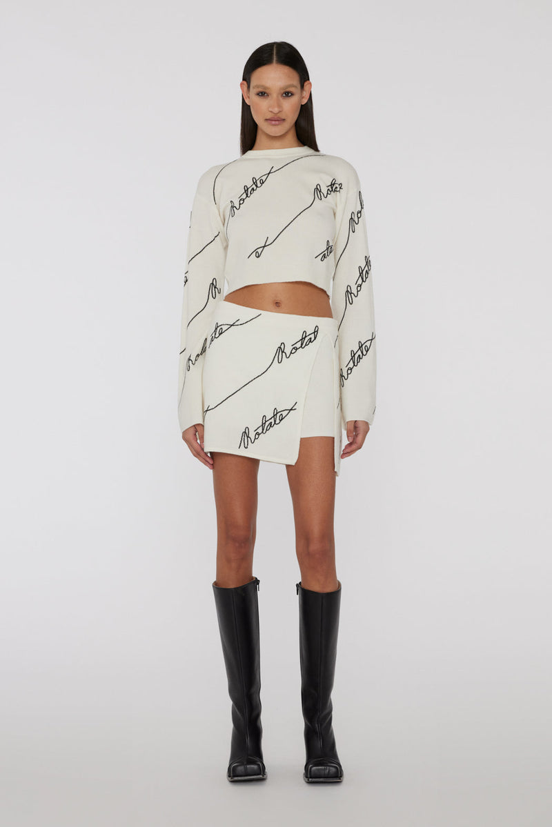 Sequin logo sweater - cannoli cream Jumpers ROTATE - BIRGER