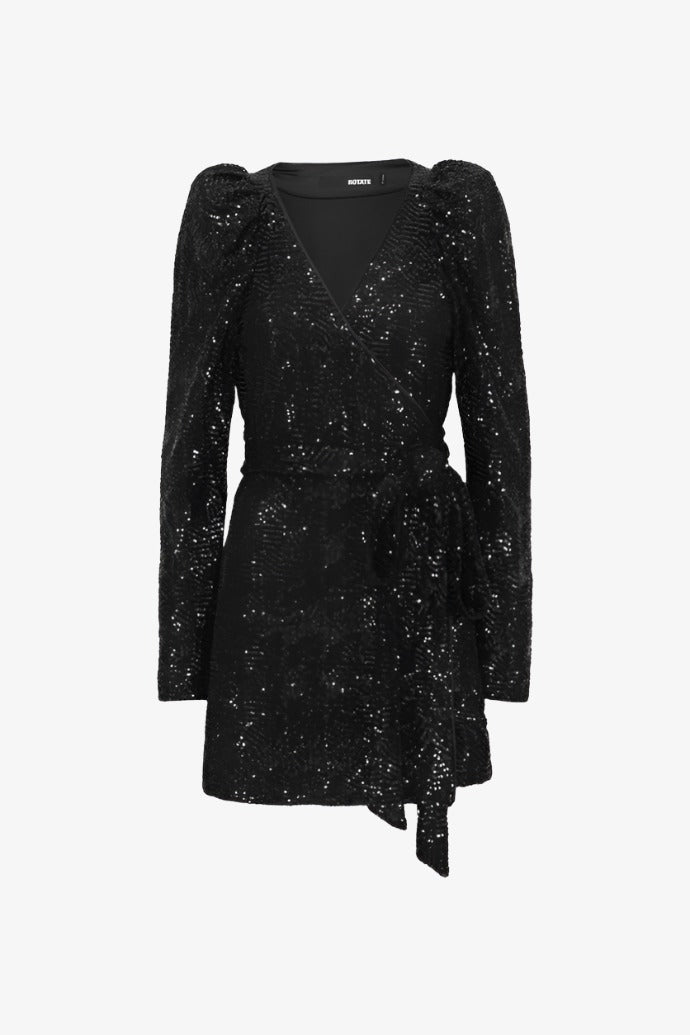 Sequins mini wrap dress - black Blazers & Jackets ROTATE -