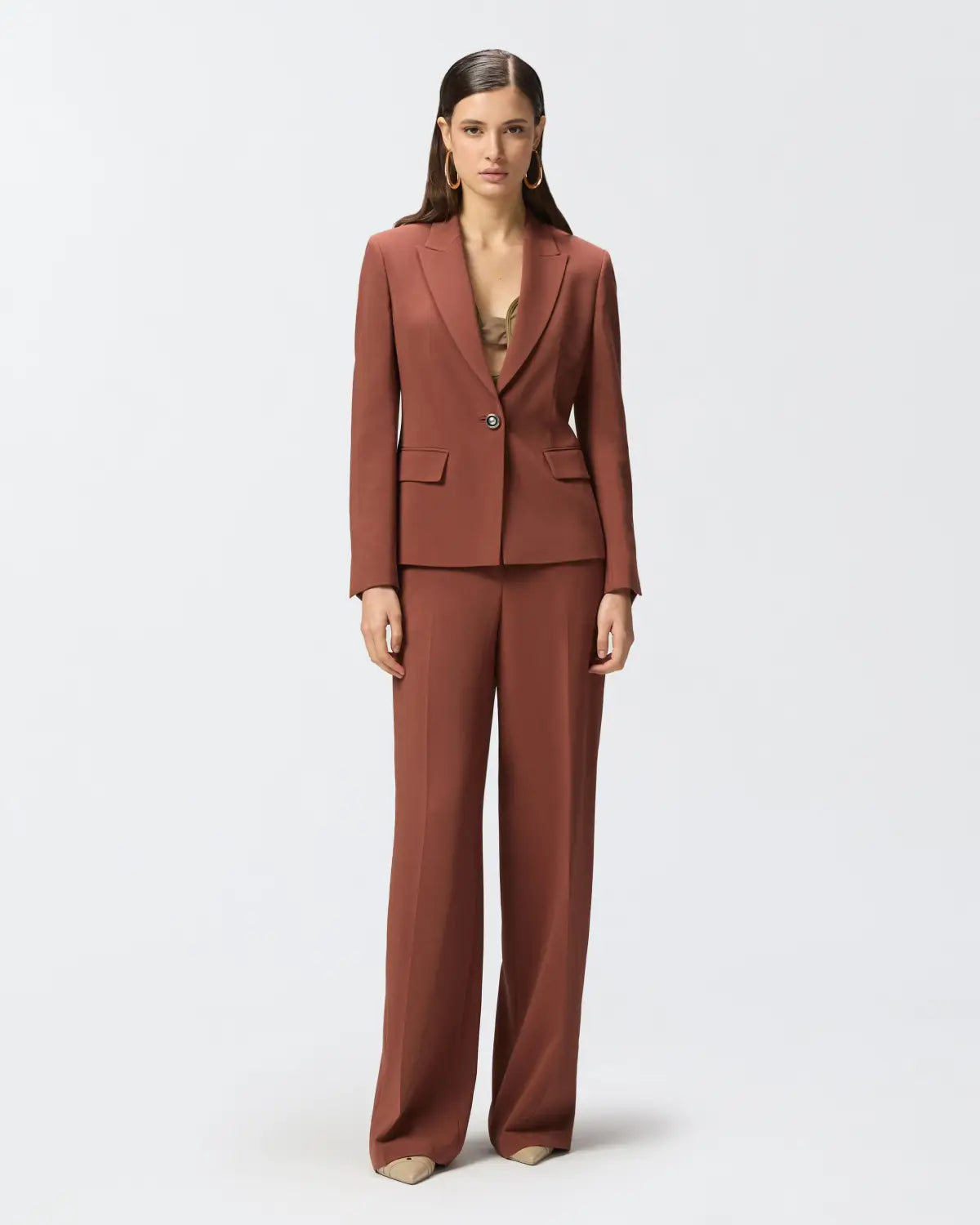 Special-occasion wide-leg cady trousers - brown Trousers