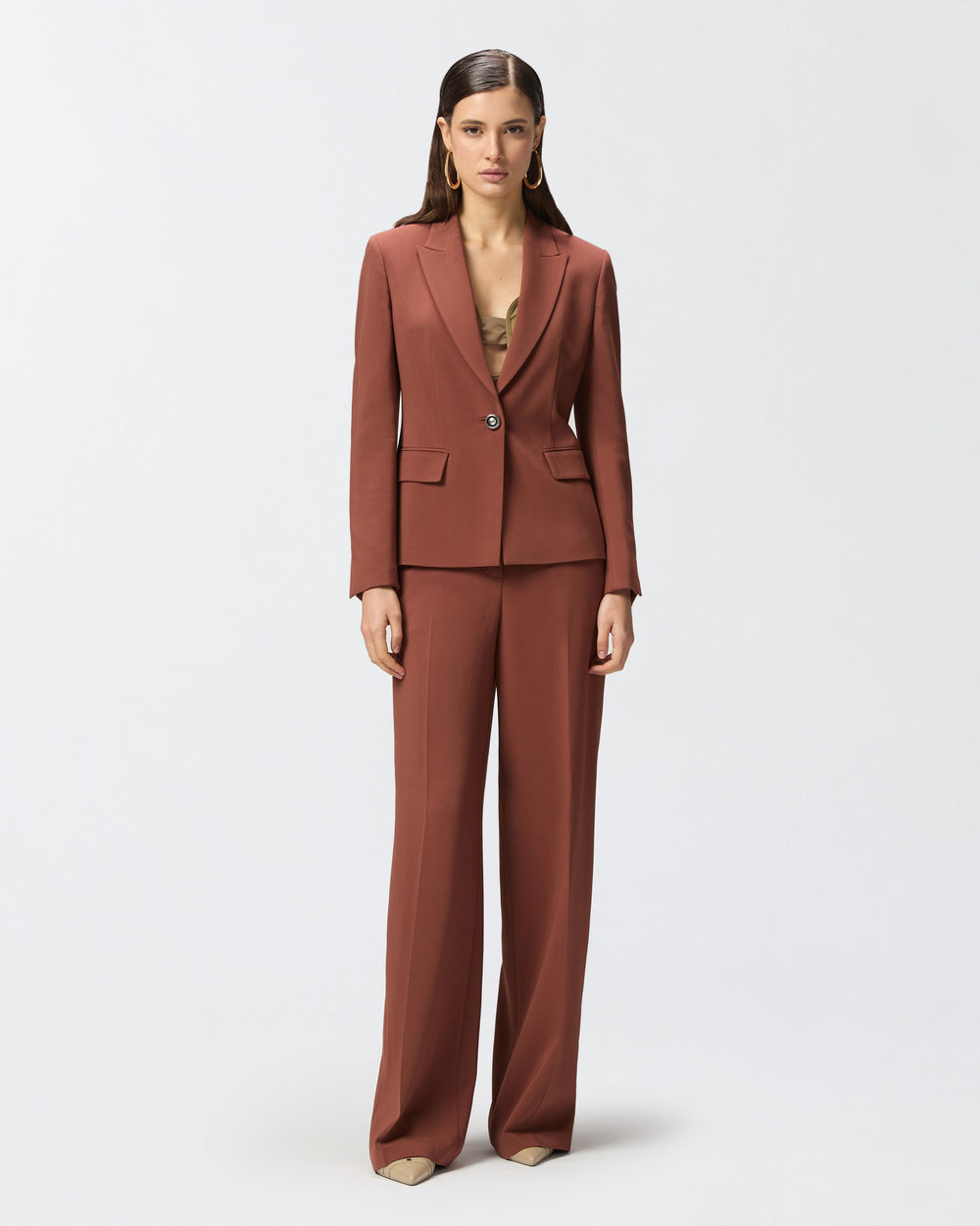 Pinko Women's New Serenidad Viscose Trousers Brown main image 1