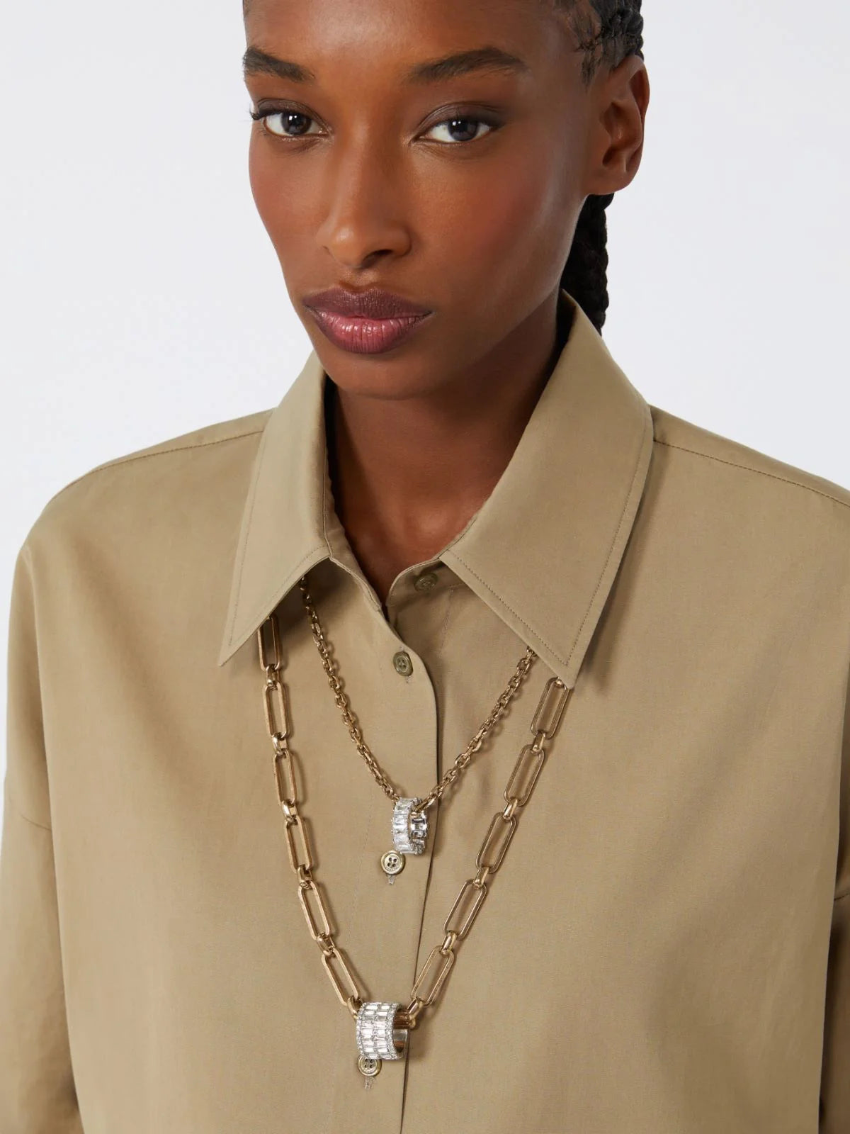Taranto metal double-strand necklace - gold Jewellery