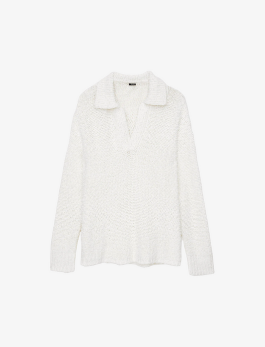 Textured knit polo jumper - ivory Jumpers JOSEPH