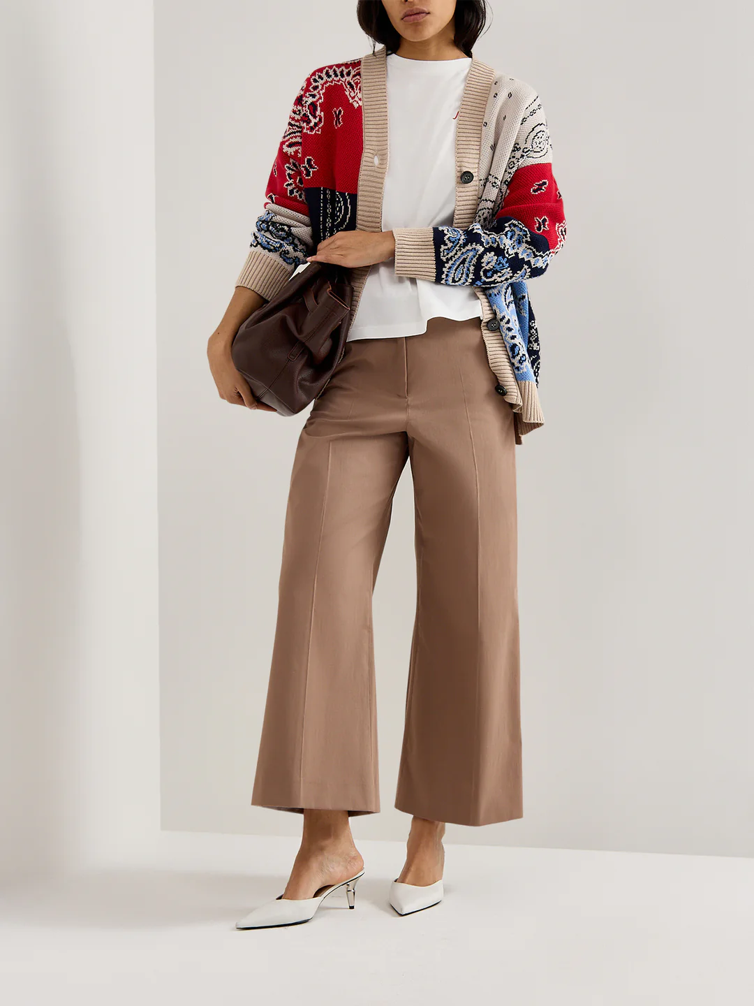 Urial cotton satin cropped trousers - light brown Trousers