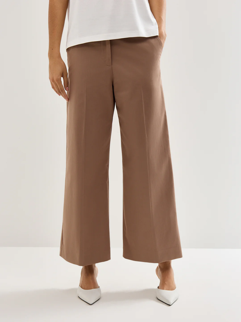 Urial cotton satin cropped trousers - light brown Trousers