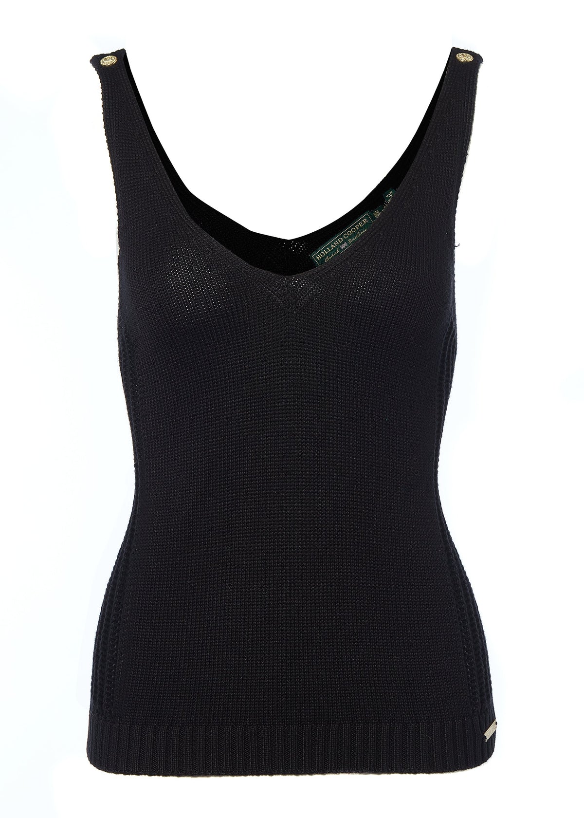 V knit vest - black Essentials HOLLAND COOPER