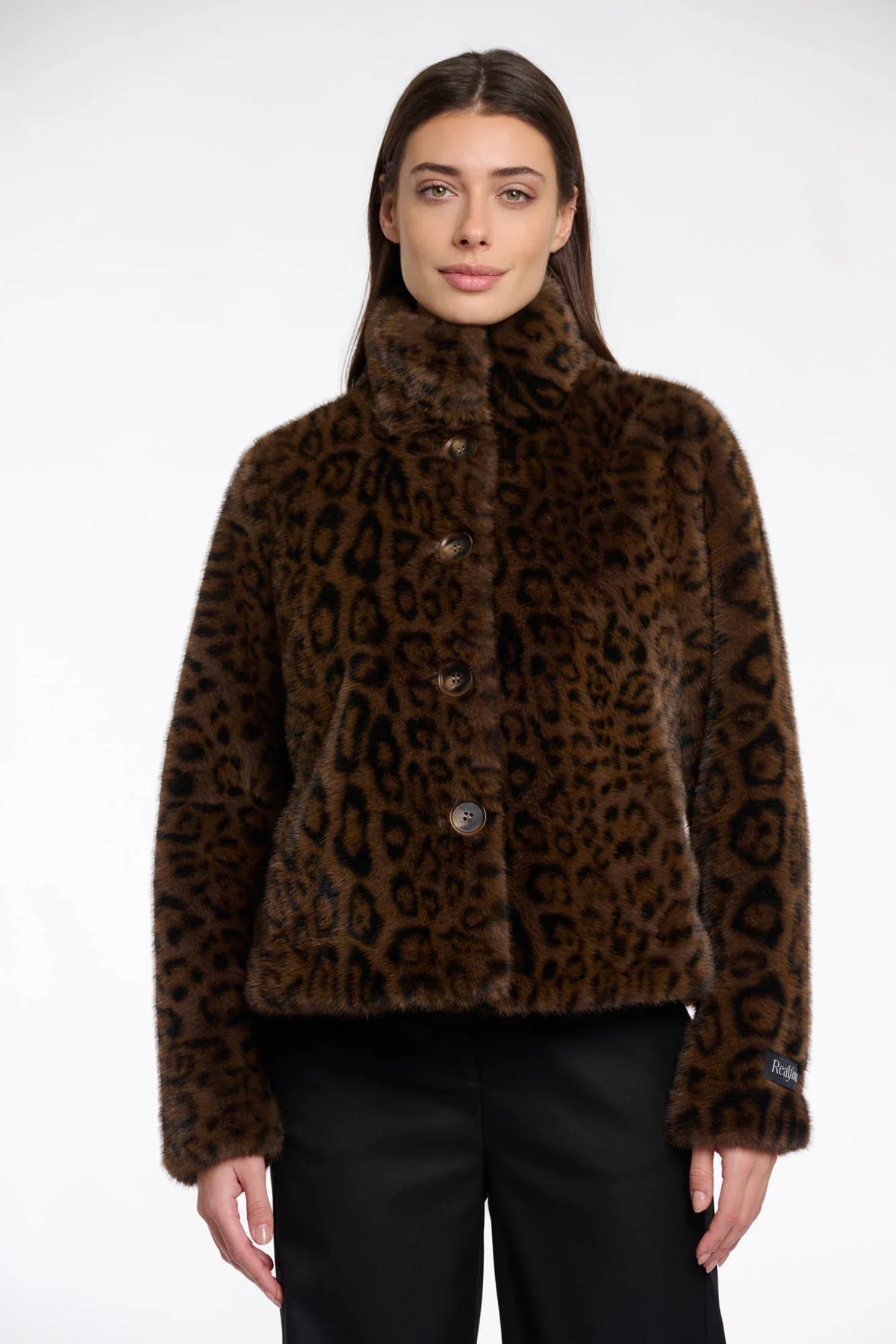 Vie single breasted faux fur jacket - leopard Jackets Rino