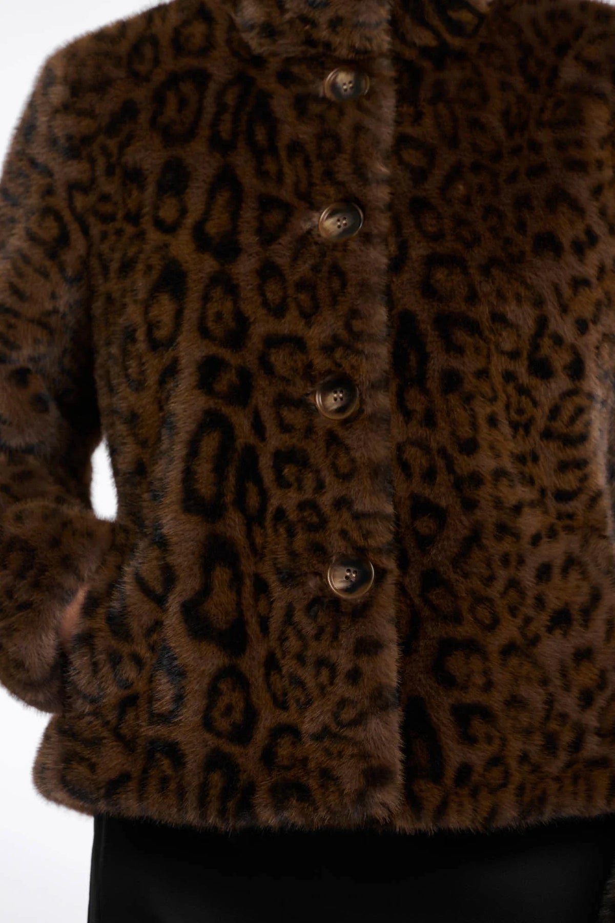 Vie single breasted faux fur jacket - leopard Jackets Rino