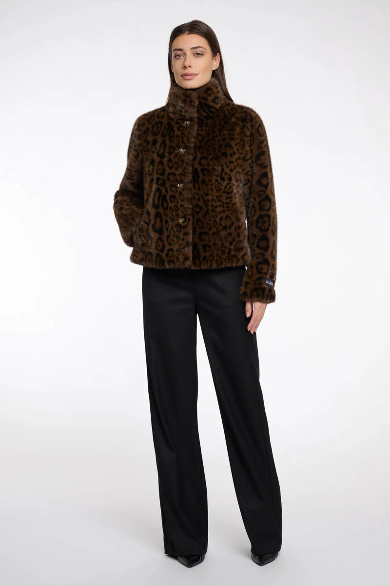 Vie single breasted faux fur jacket - leopard Jackets Rino