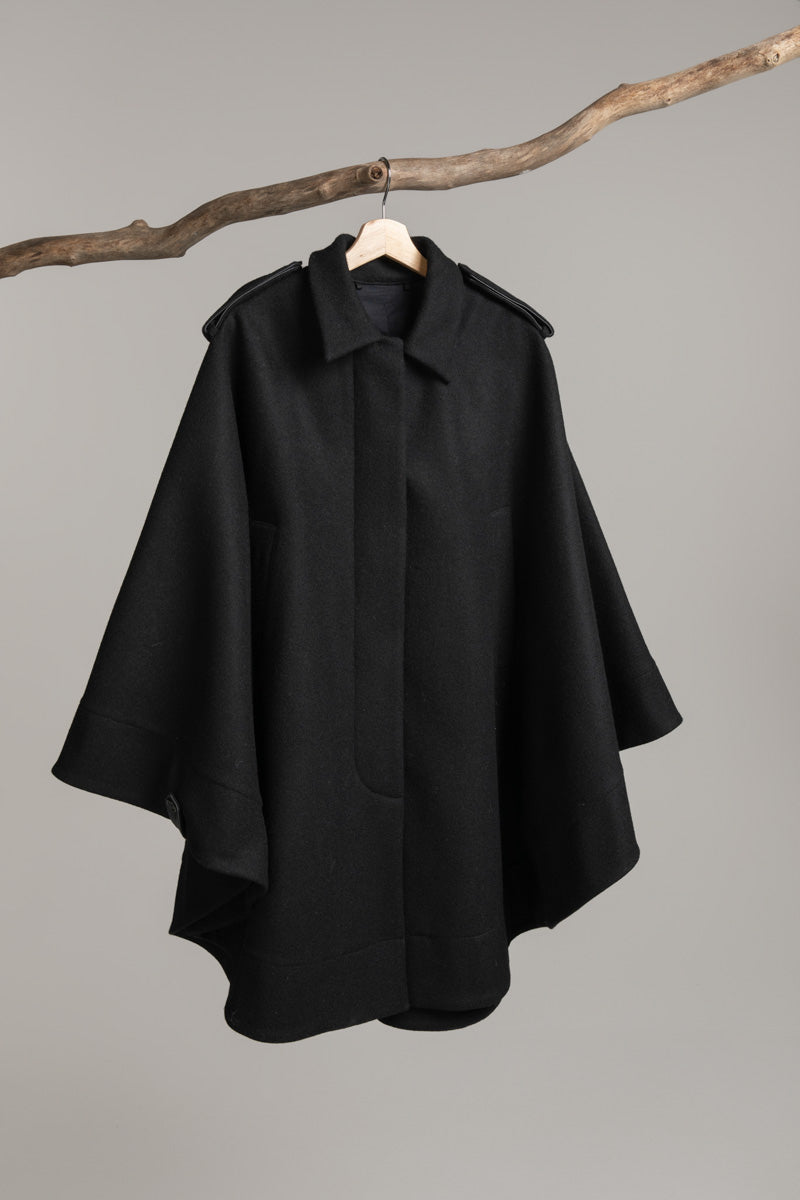 Wool cape | black Cape Hancock Archive