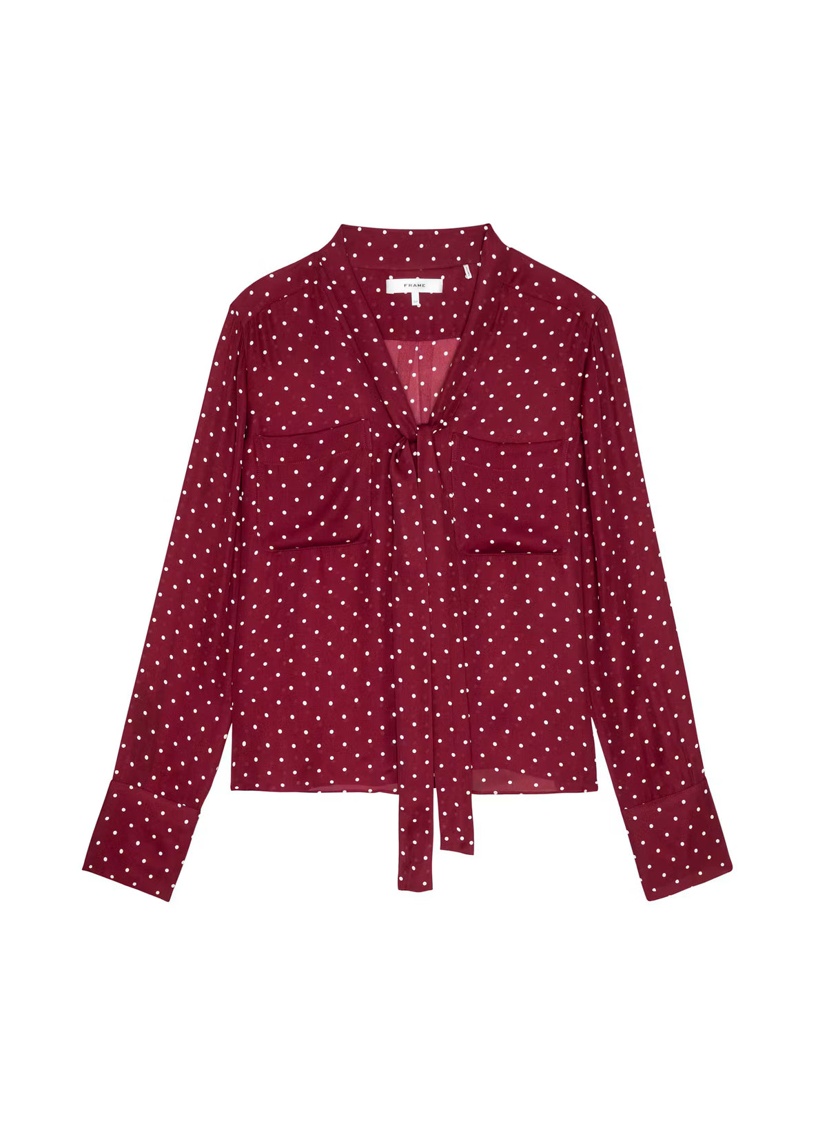 Frame the modern tie blouse - deep garnet polka dot