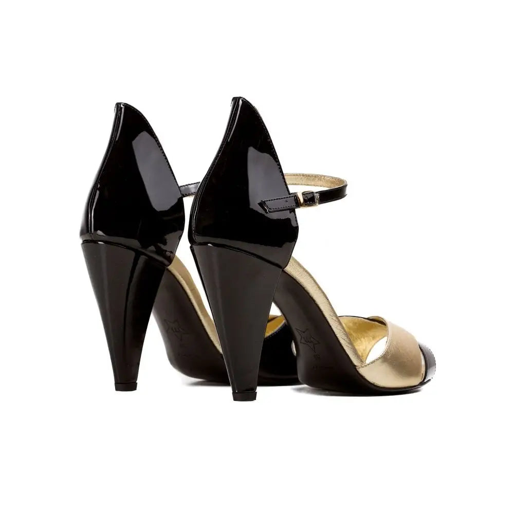 Black and gold shoes women's heels hot sale