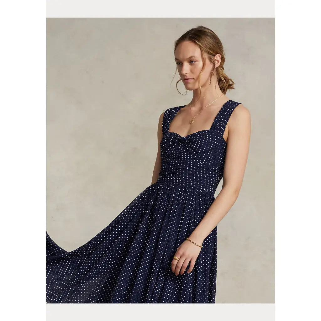 Kim Cocktail Dress - Navy Polka Dot Dresses RALPH LAUREN