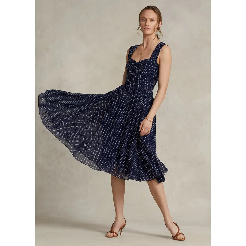 Kim Cocktail Dress - Navy Polka Dot Dresses RALPH LAUREN