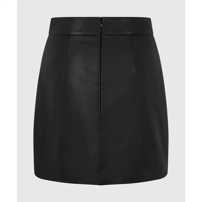 Leather Skirt With Gather Detail - Black Skirts & Shorts