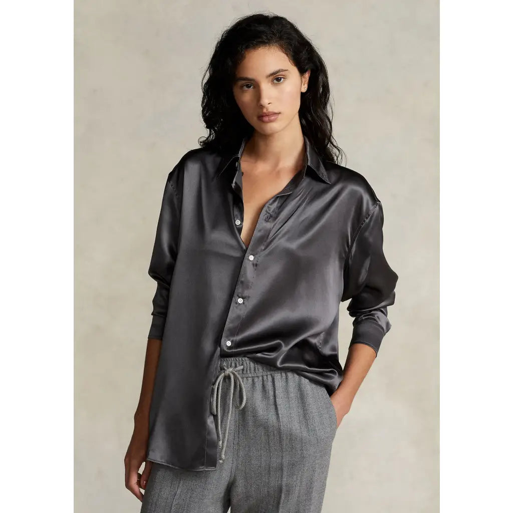 Leigh Silk Blouse - Charcoal Shirts & Blouses RALPH LAUREN