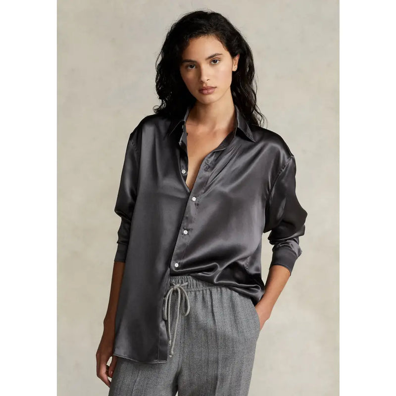 Leigh Silk Blouse - Charcoal Shirts & Blouses RALPH LAUREN