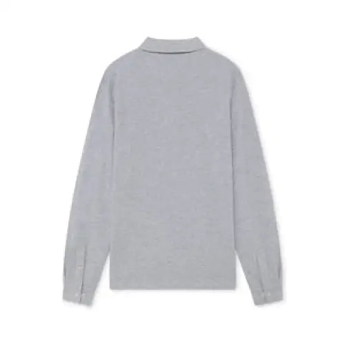 Long Sleeve Cotton Pique Polo Shirt - Light Grey Marl Long