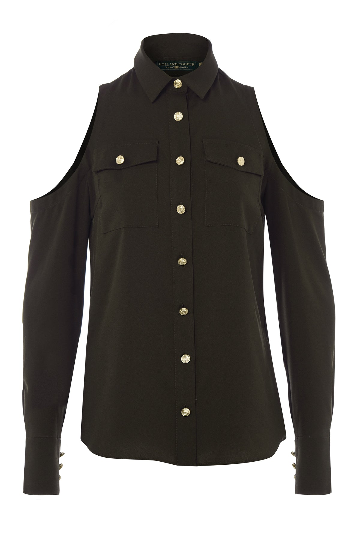 Luxe Cold Shoulder Shirt - Khaki Shirts HOLLAND COOPER