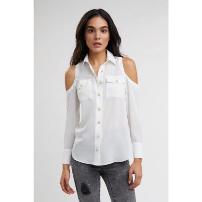 Luxe Cold Shoulder Shirt - White Shirts HOLLAND COOPER