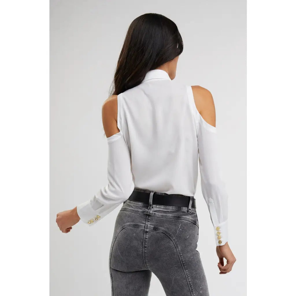 Luxe Cold Shoulder Shirt - White Shirts HOLLAND COOPER