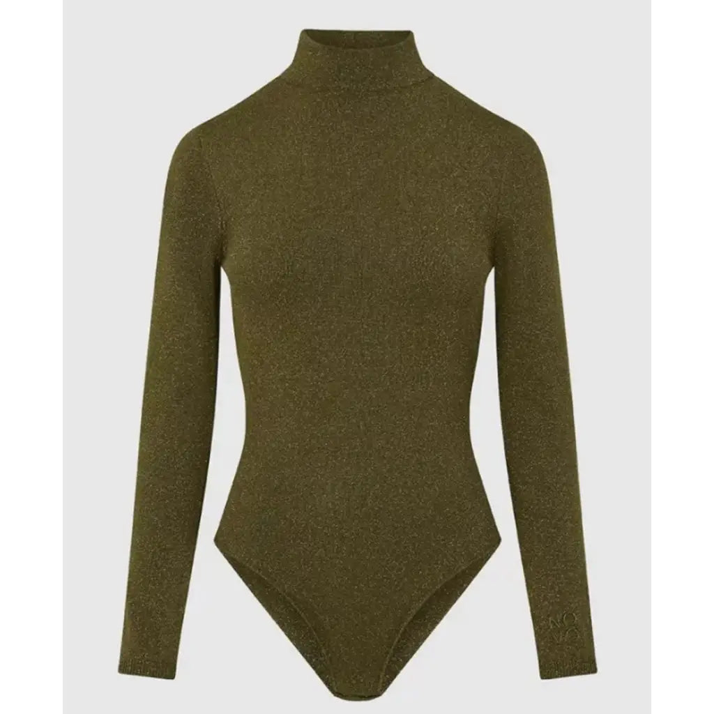 Metallic Knit Bodysuit - Khaki Bodysuits NOVO LONDON