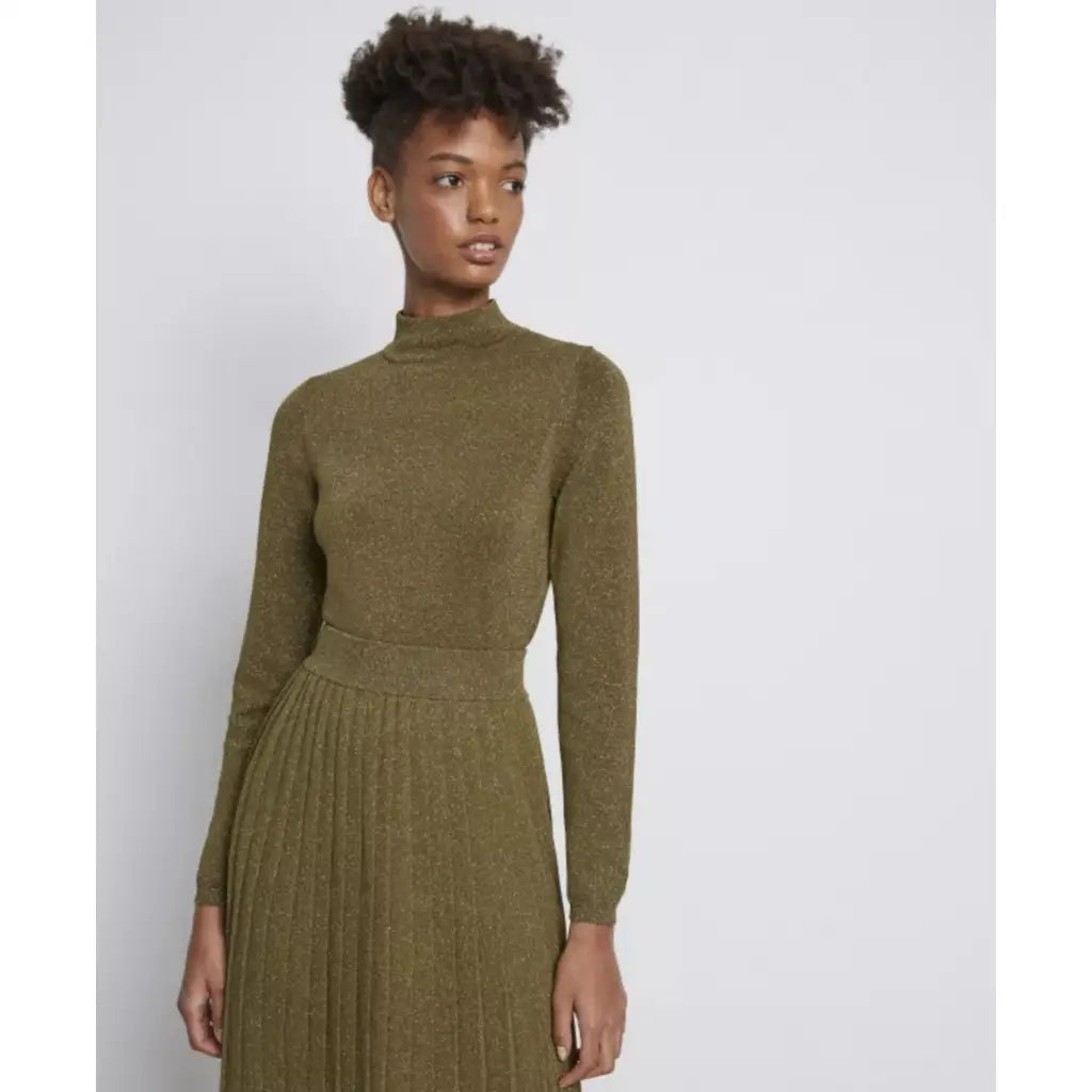 Metallic Knit Bodysuit - Khaki Bodysuits NOVO LONDON