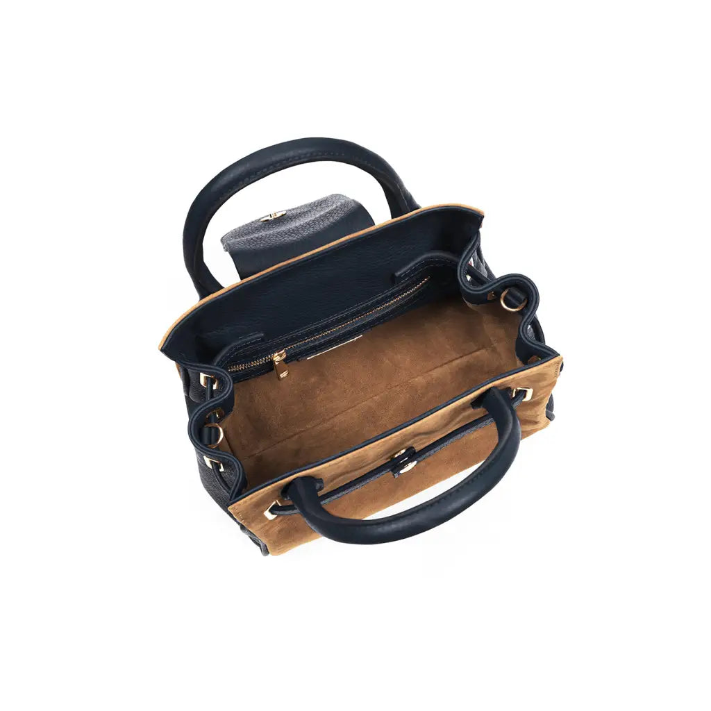 Mini Windsor Bag - Tan / Navy Suede Bags & Purses FAIRFAX &