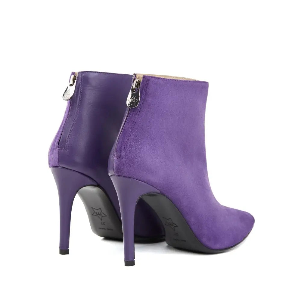 Paulina - Grape Purple Suede Leather Short Boots ROSAMUND